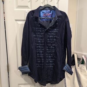 Robert Graham Navy Blue Dress Shirt